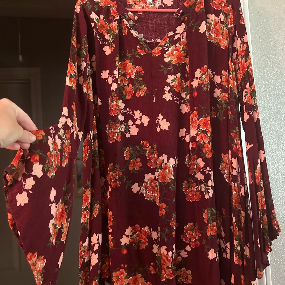 Umgee Floral Burgundy Dress